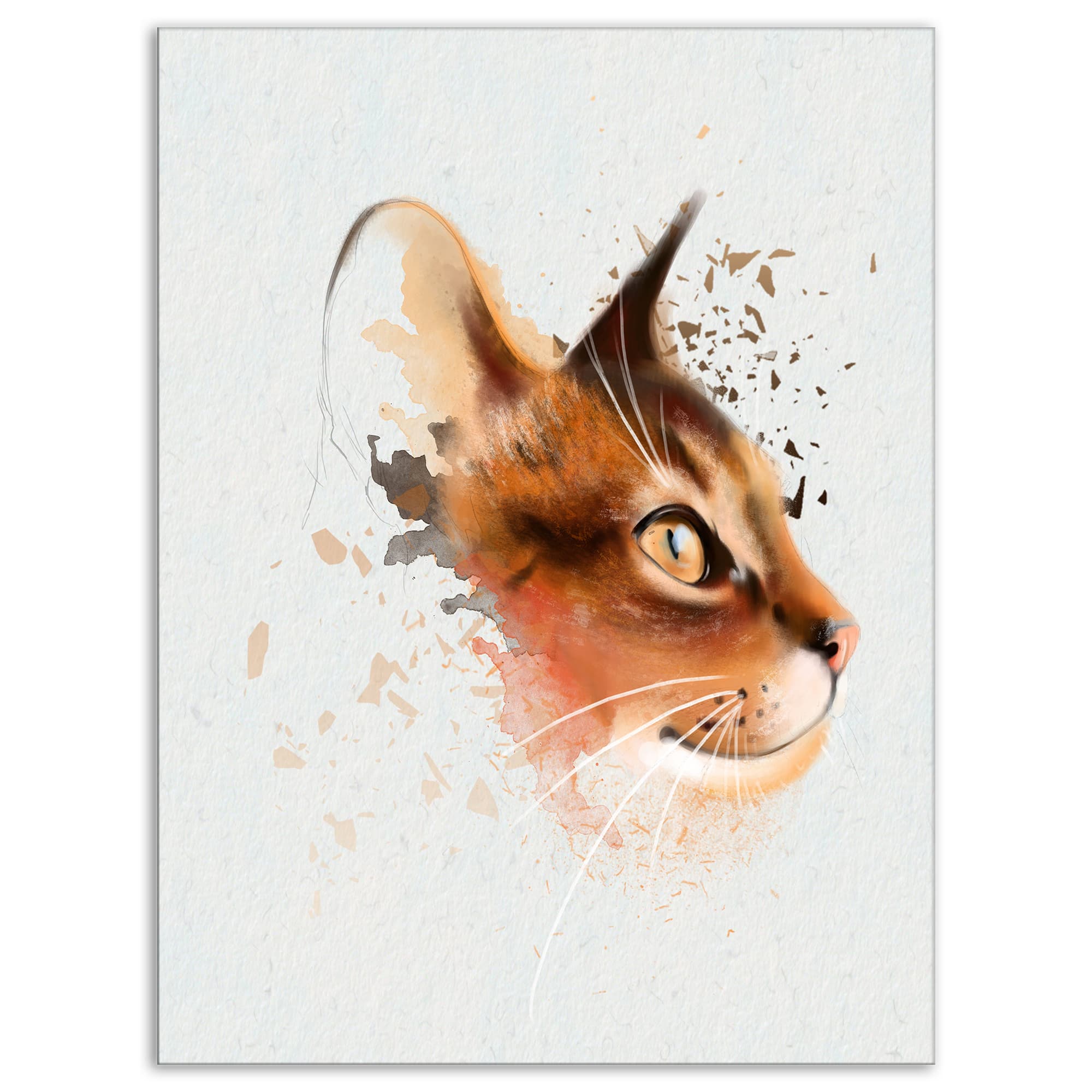 Designart - Lovely Brown Cat Watercolor Sketch